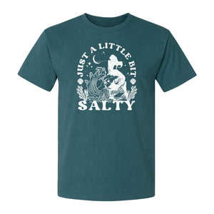 Mermaid T-Shirt, Just a Little Bit Salty Beach Graphic Tee for Bridal Party and Girls Trip Gifts