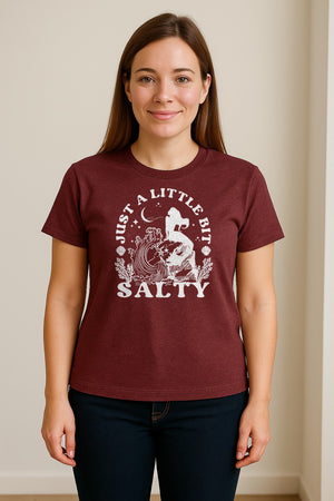 Mermaid T-Shirt, Just a Little Bit Salty Beach Graphic Tee for Bridal Party and Girls Trip Gifts