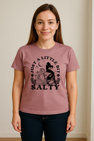 Mermaid T-Shirt, Just a Little Bit Salty Beach Graphic Tee for Bridal Party and Girls Trip Gifts