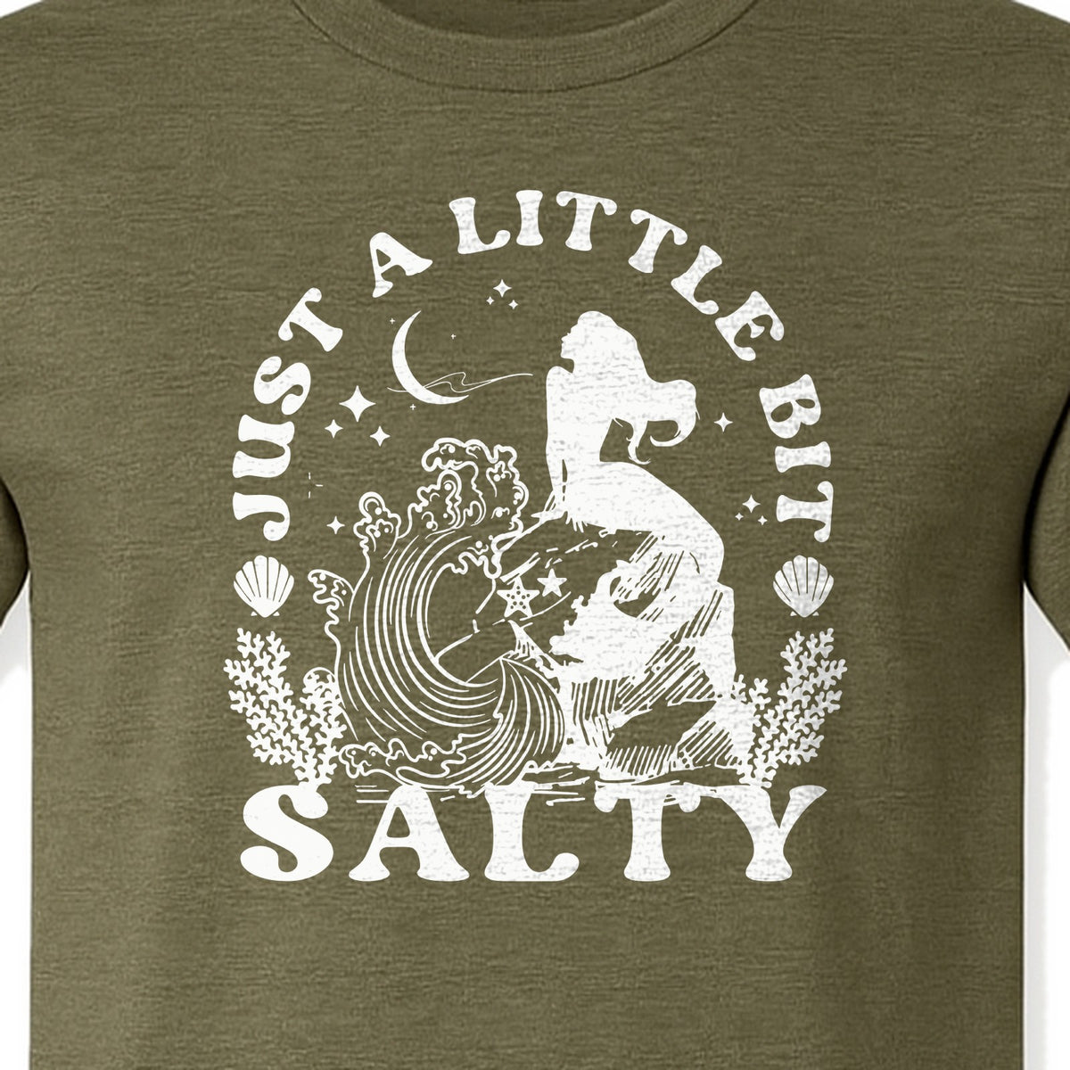 Mermaid T-Shirt, Just a Little Bit Salty Beach Graphic Tee for Bridal Party and Girls Trip Gifts