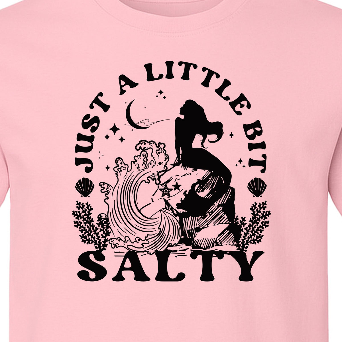 Mermaid T-Shirt, Just a Little Bit Salty Beach Graphic Tee for Bridal Party and Girls Trip Gifts