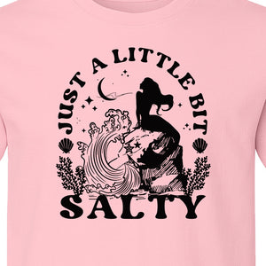 Mermaid T-Shirt, Just a Little Bit Salty Beach Graphic Tee for Bridal Party and Girls Trip Gifts