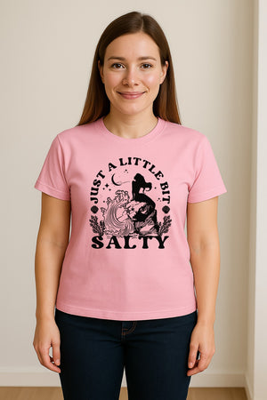 Mermaid T-Shirt, Just a Little Bit Salty Beach Graphic Tee for Bridal Party and Girls Trip Gifts