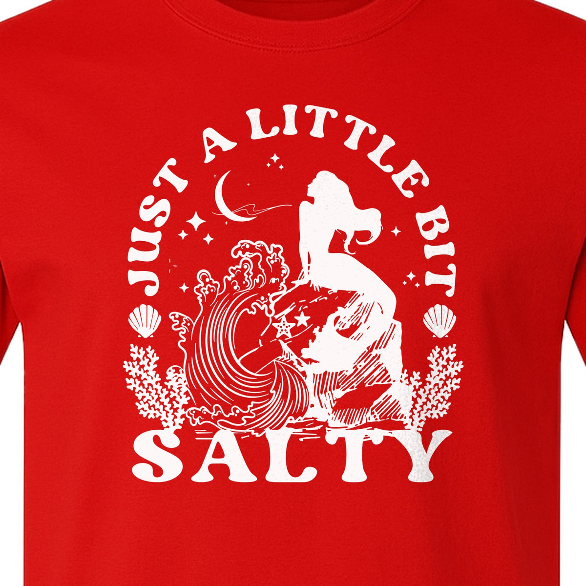 Mermaid T-Shirt, Just a Little Bit Salty Beach Graphic Tee for Bridal Party and Girls Trip Gifts