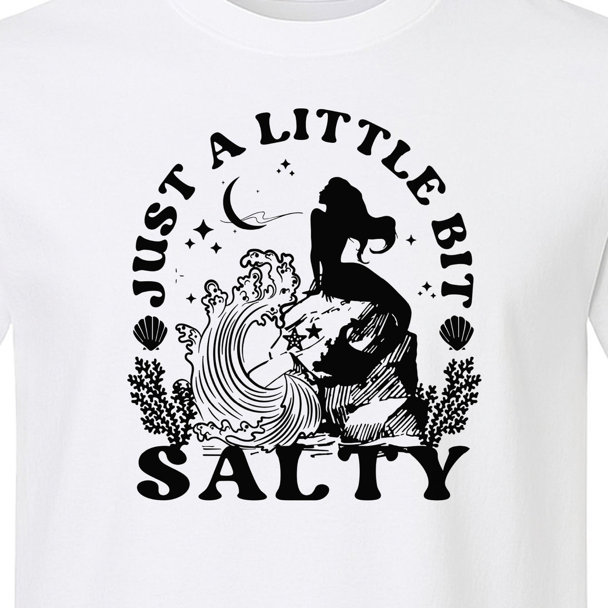 Mermaid T-Shirt, Just a Little Bit Salty Beach Graphic Tee for Bridal Party and Girls Trip Gifts