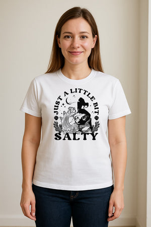 Mermaid T-Shirt, Just a Little Bit Salty Beach Graphic Tee for Bridal Party and Girls Trip Gifts