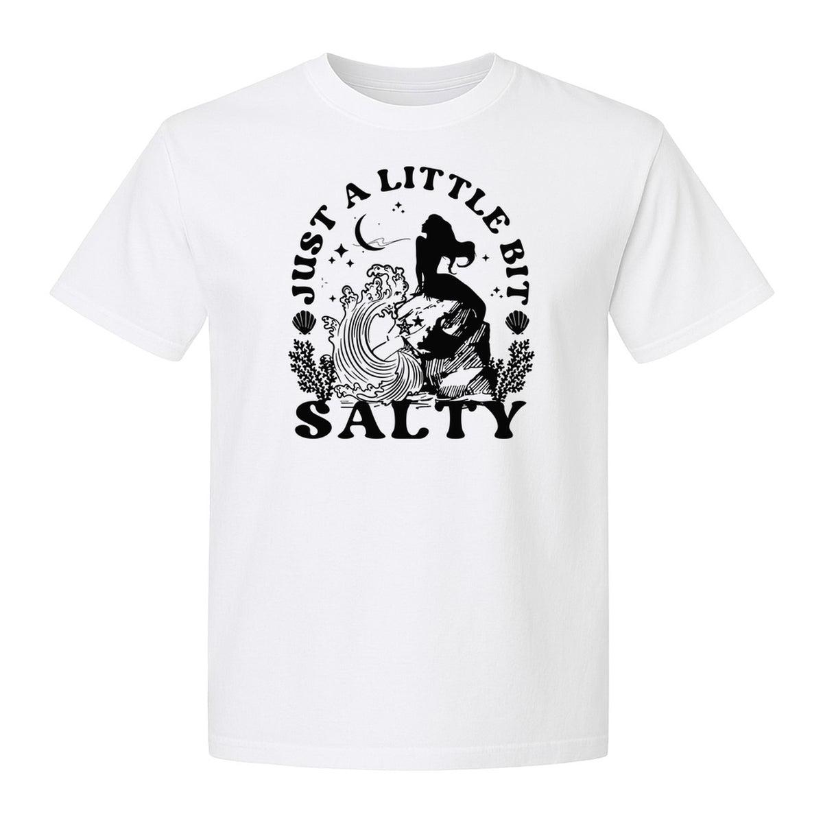 Mermaid T-Shirt, Just a Little Bit Salty Beach Graphic Tee for Bridal Party and Girls Trip Gifts