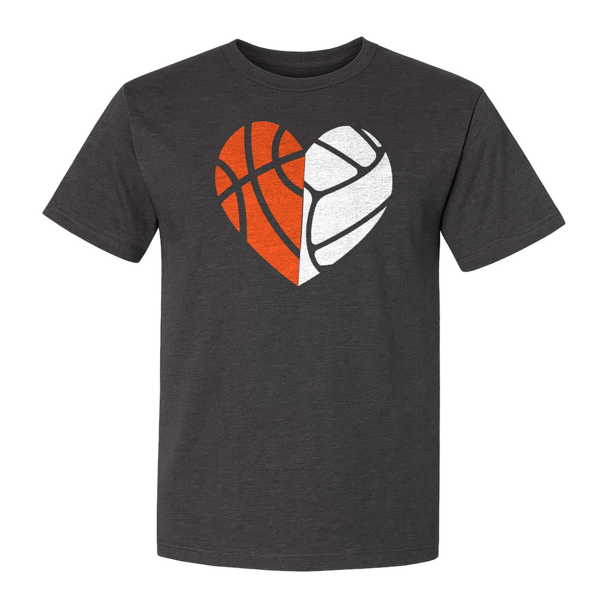 Basketball Volleyball T-Shirt, Split Heart Game Day Design for Sports Fans, Players and Coaches