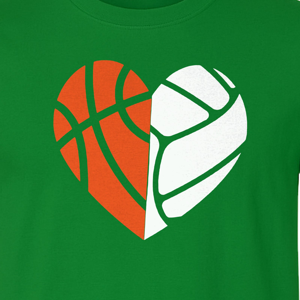 Basketball Volleyball T-Shirt, Split Heart Game Day Design for Sports Fans, Players and Coaches