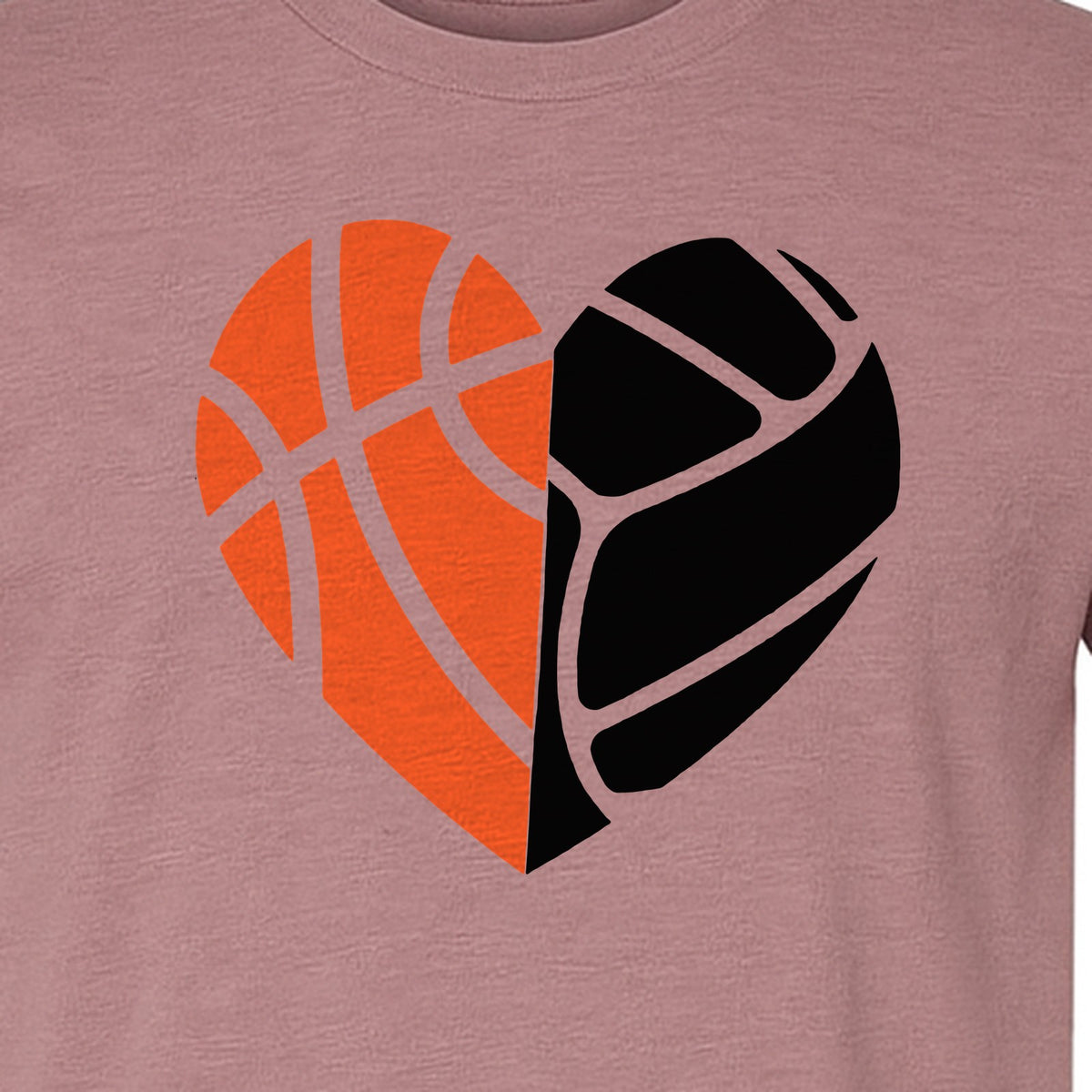 Basketball Volleyball T-Shirt, Split Heart Game Day Design for Sports Fans, Players and Coaches