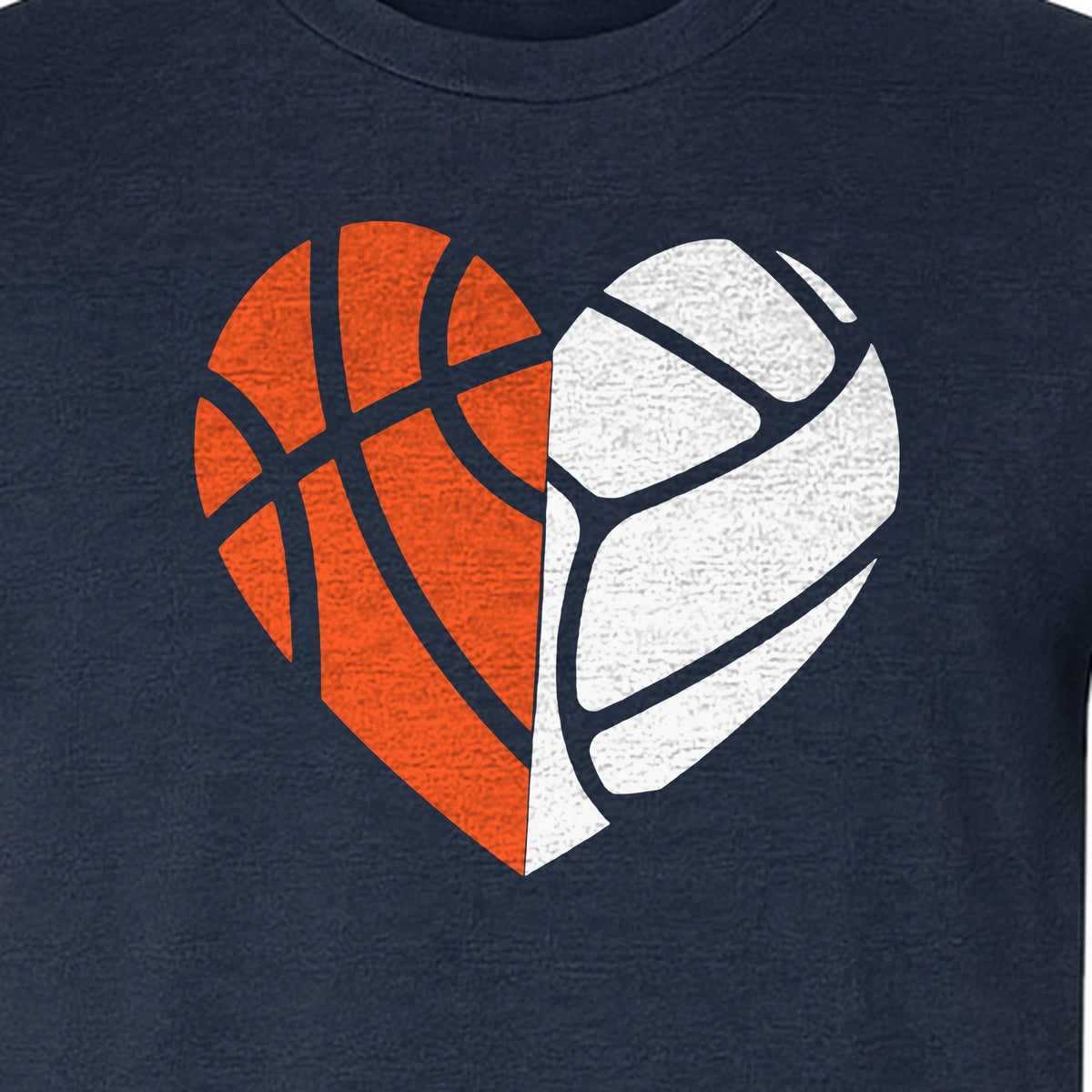 Basketball Volleyball T-Shirt, Split Heart Game Day Design for Sports Fans, Players and Coaches