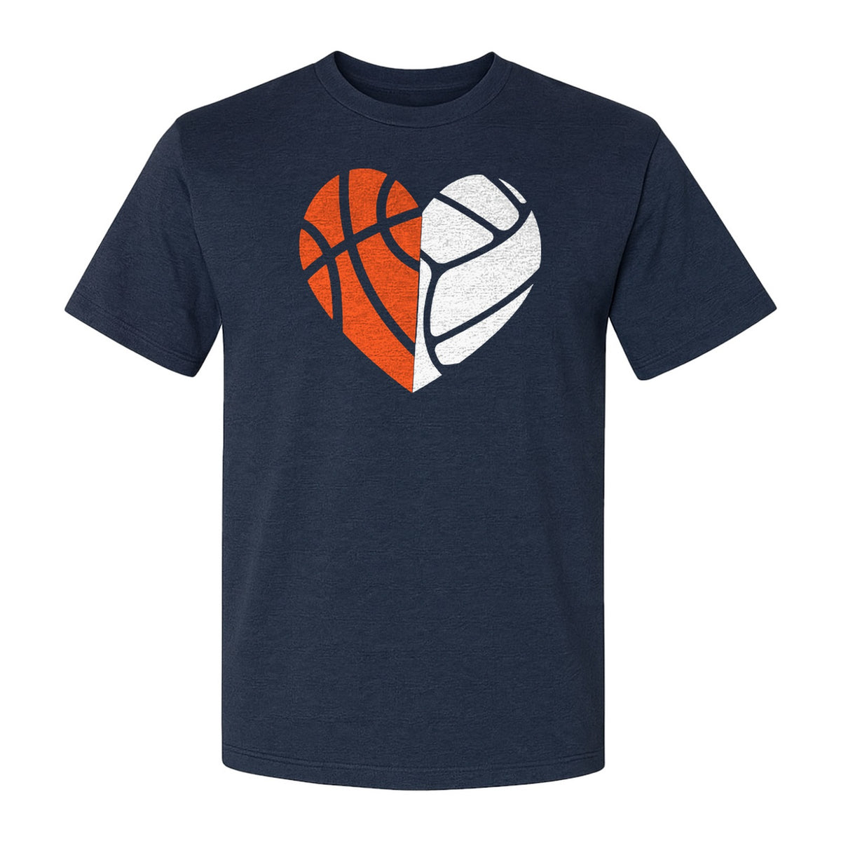 Basketball Volleyball T-Shirt, Split Heart Game Day Design for Sports Fans, Players and Coaches