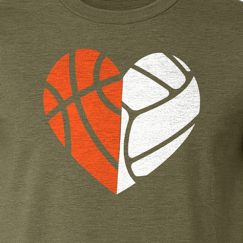 Basketball Volleyball T-Shirt, Split Heart Game Day Design for Sports Fans, Players and Coaches