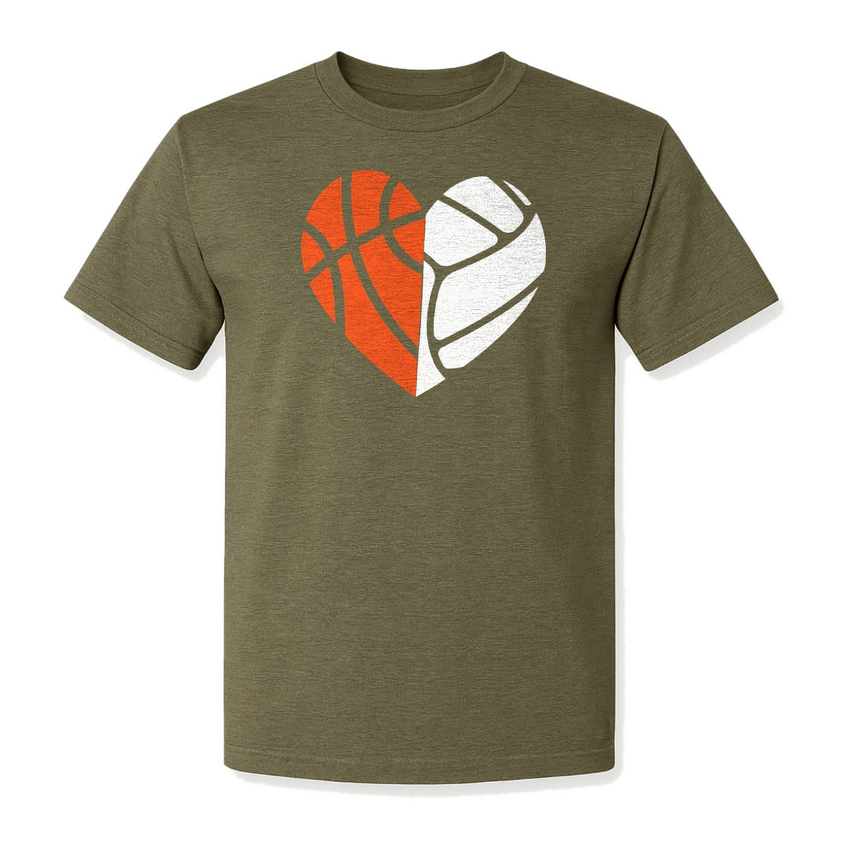 Basketball Volleyball T-Shirt, Split Heart Game Day Design for Sports Fans, Players and Coaches