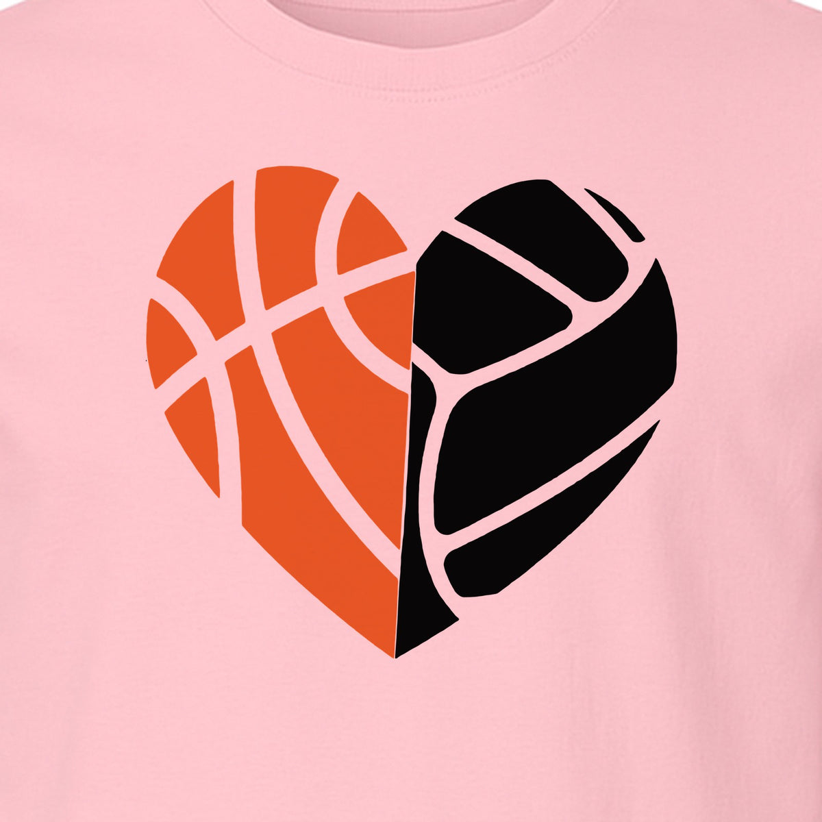 Basketball Volleyball T-Shirt, Split Heart Game Day Design for Sports Fans, Players and Coaches