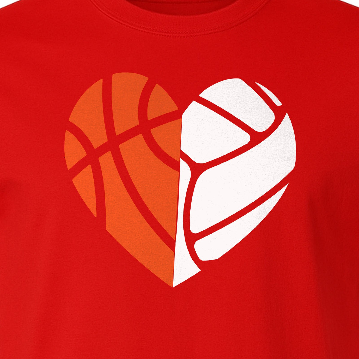 Basketball Volleyball T-Shirt, Split Heart Game Day Design for Sports Fans, Players and Coaches