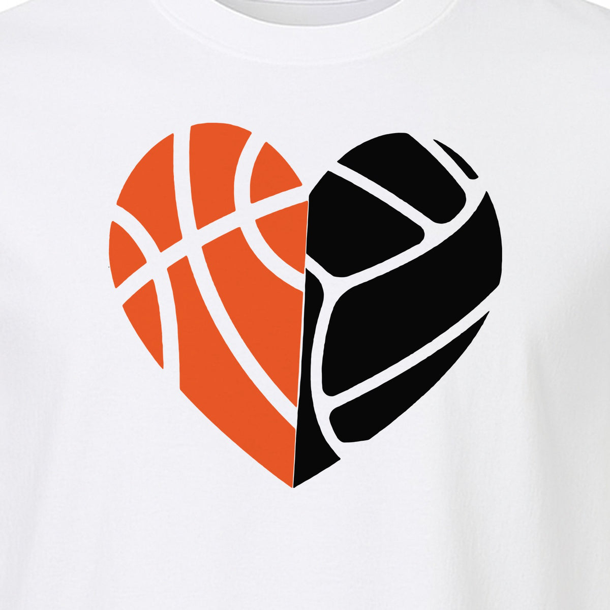 Basketball Volleyball T-Shirt, Split Heart Game Day Design for Sports Fans, Players and Coaches