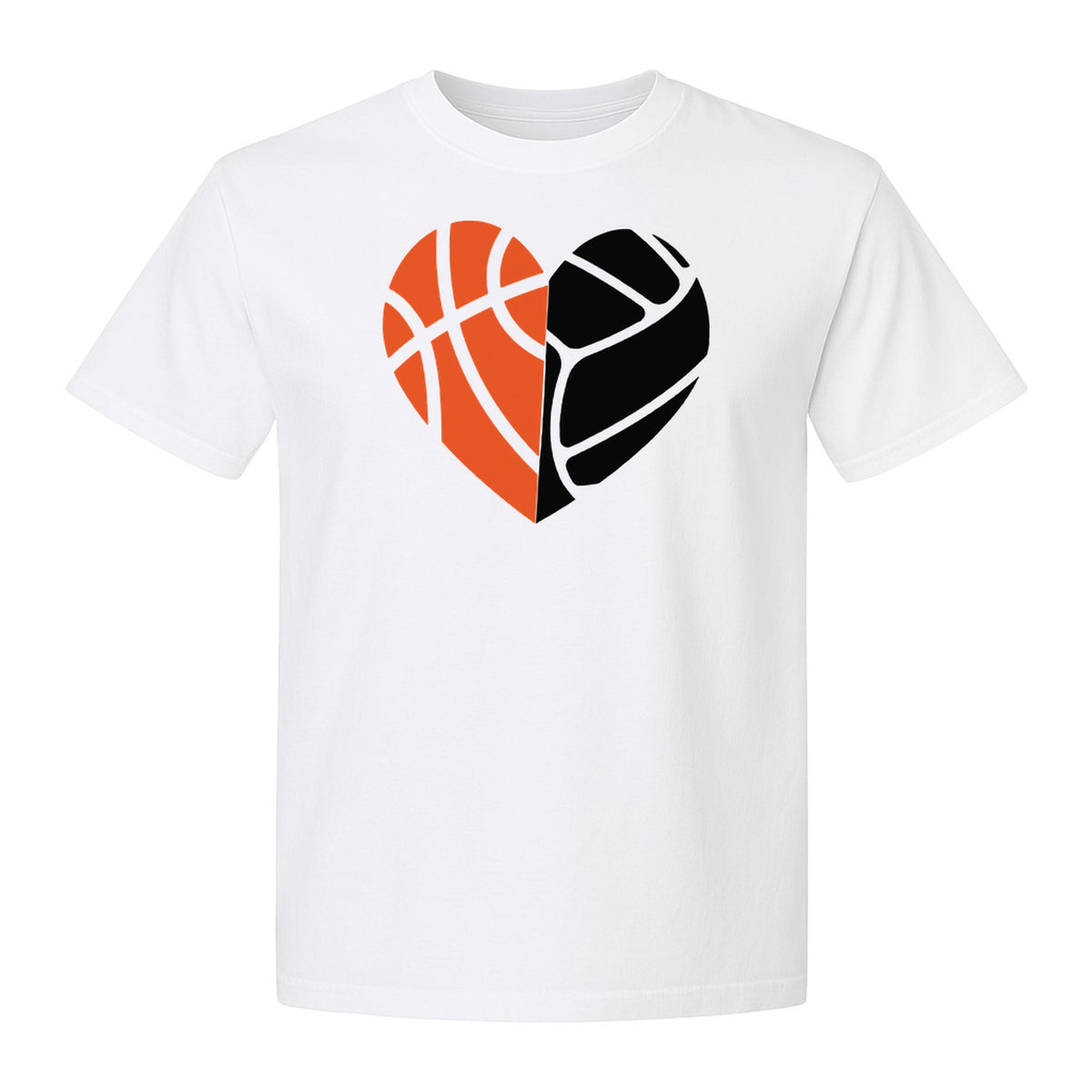 Basketball Volleyball T-Shirt, Split Heart Game Day Design for Sports Fans, Players and Coaches