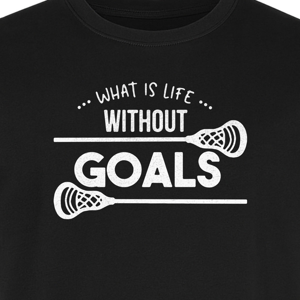 Lacrosse T-Shirt, What Is Life Without Goals Crossed Stick Graphic for Players, Moms, Coaches and Fans
