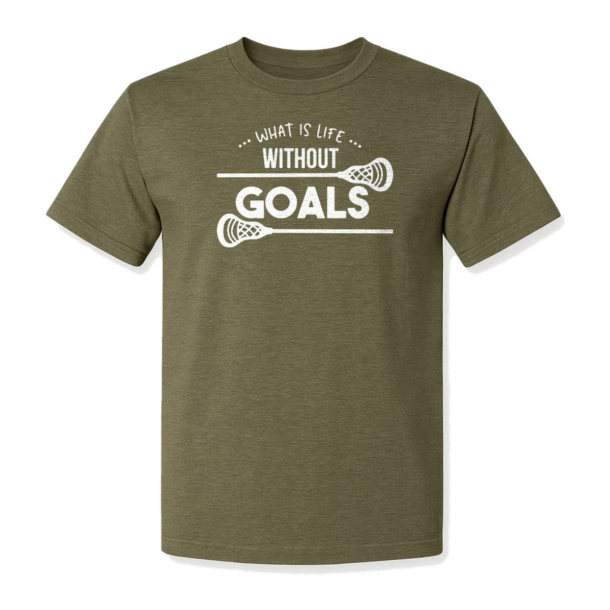 Lacrosse T-Shirt, What Is Life Without Goals Crossed Stick Graphic for Players, Moms, Coaches and Fans