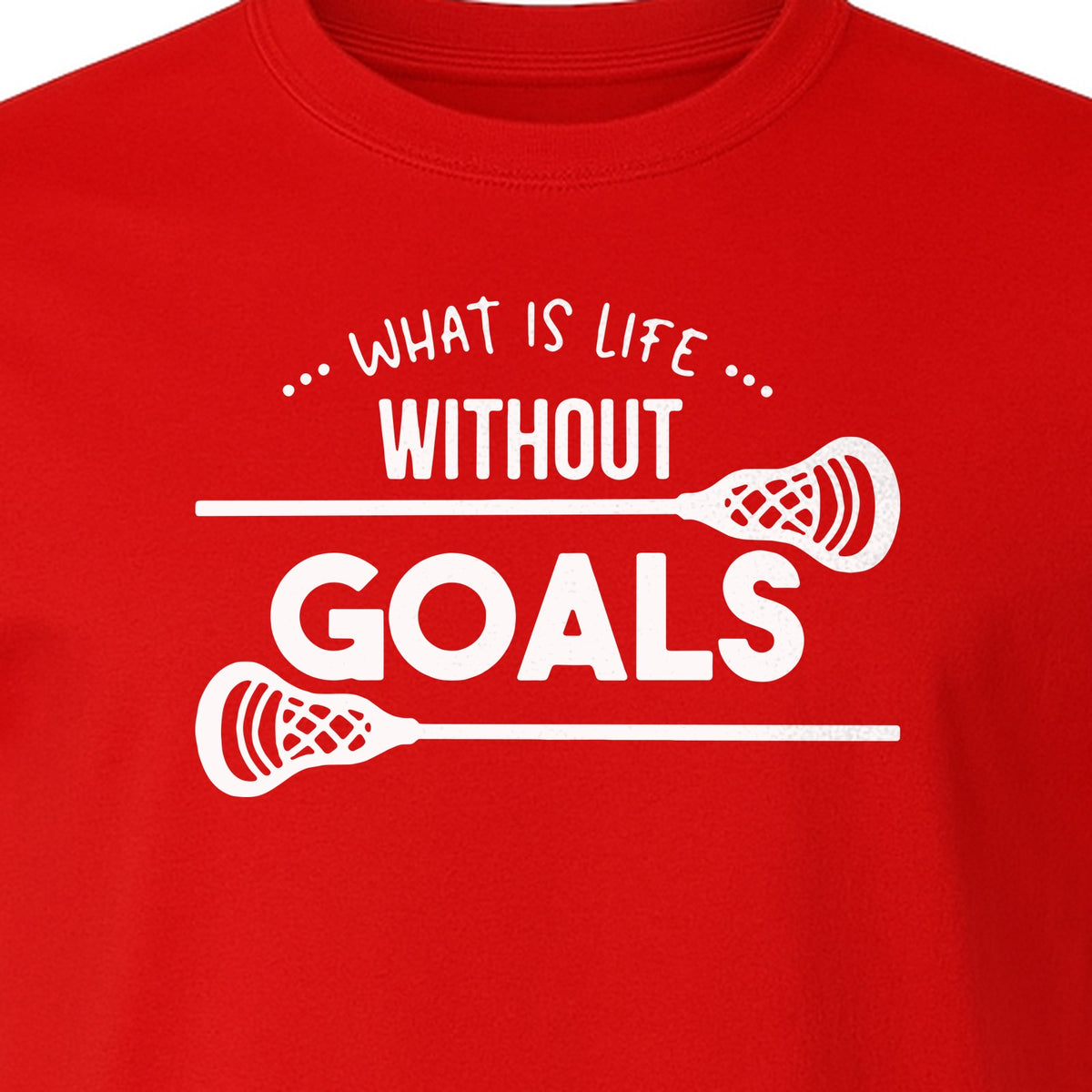 Lacrosse T-Shirt, What Is Life Without Goals Crossed Stick Graphic for Players, Moms, Coaches and Fans