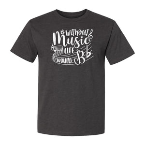 Without Music Life Would Be Flat T-Shirt, Treble Clef Graphic for Musicians, Singers and Band Fans