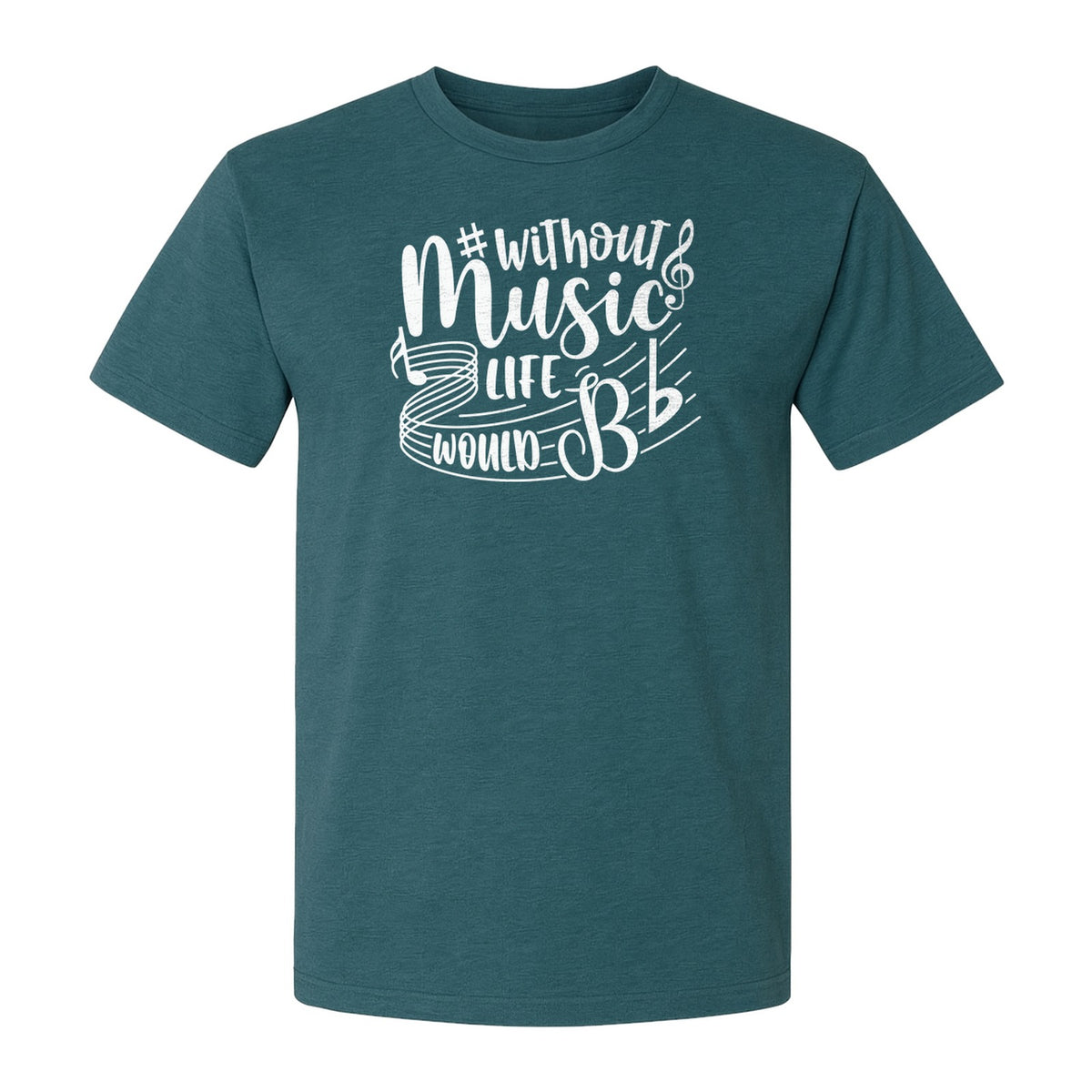 Without Music Life Would Be Flat T-Shirt, Treble Clef Graphic for Musicians, Singers and Band Fans