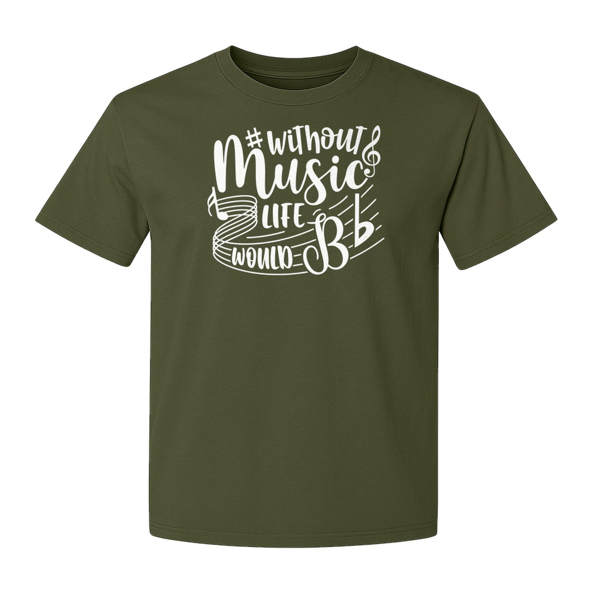 Without Music Life Would Be Flat T-Shirt, Treble Clef Graphic for Musicians, Singers and Band Fans