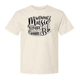 Without Music Life Would Be Flat T-Shirt, Treble Clef Graphic for Musicians, Singers and Band Fans