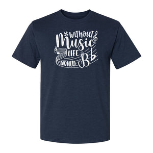 Without Music Life Would Be Flat T-Shirt, Treble Clef Graphic for Musicians, Singers and Band Fans