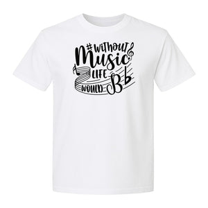 Without Music Life Would Be Flat T-Shirt, Treble Clef Graphic for Musicians, Singers and Band Fans