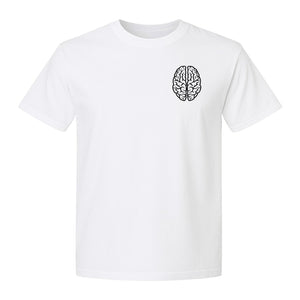 Brain Anatomy T-Shirt, Minimal Left Chest Graphic for Neurologists and Medical Students