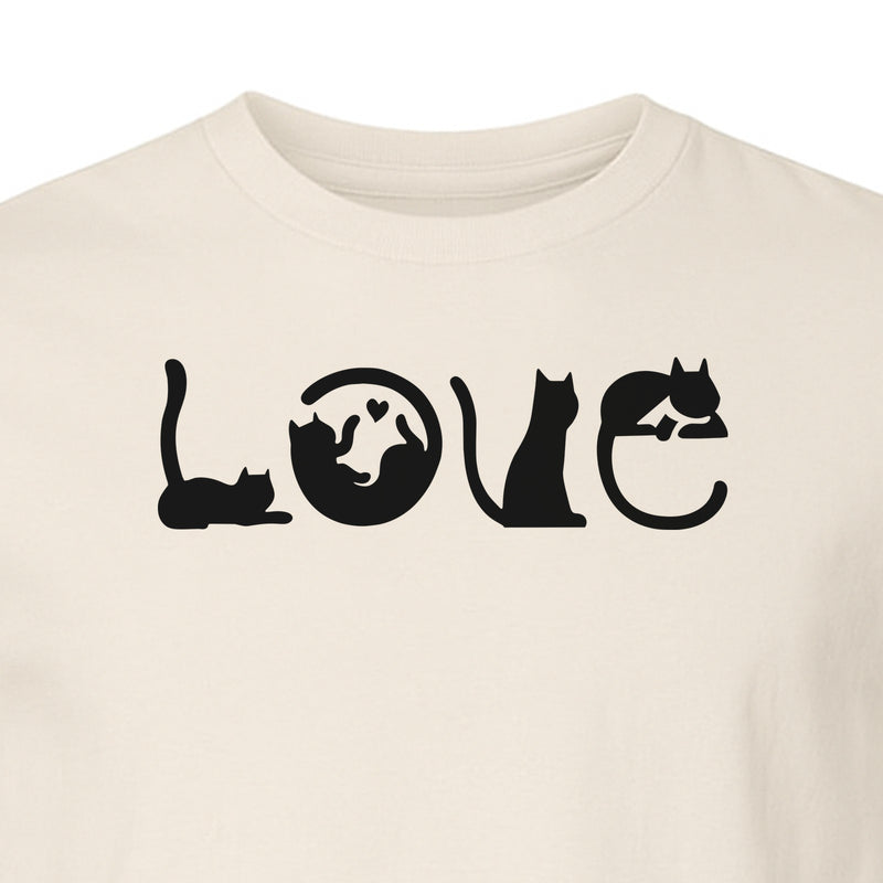 Cat Love T-Shirt, Black Feline Silhouette Graphic for Kitty Moms and Animal Lovers