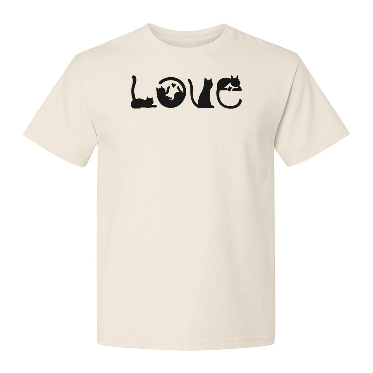Cat Love T-Shirt, Black Feline Silhouette Graphic for Kitty Moms and Animal Lovers