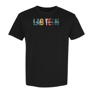 Lab Tech T-Shirt, Colorful Lettering Design for Medical Laboratory Professional Gifts