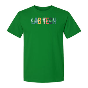 Lab Tech T-Shirt, Colorful Lettering Design for Medical Laboratory Professional Gifts