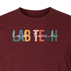 Lab Tech T-Shirt, Colorful Lettering Design for Medical Laboratory Professional Gifts