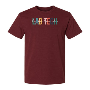Lab Tech T-Shirt, Colorful Lettering Design for Medical Laboratory Professional Gifts