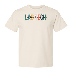 Lab Tech T-Shirt, Colorful Lettering Design for Medical Laboratory Professional Gifts