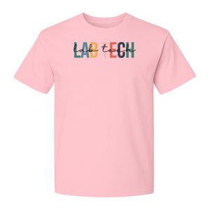 Lab Tech T-Shirt, Colorful Lettering Design for Medical Laboratory Professional Gifts