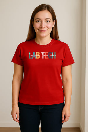 Lab Tech T-Shirt, Colorful Lettering Design for Medical Laboratory Professional Gifts