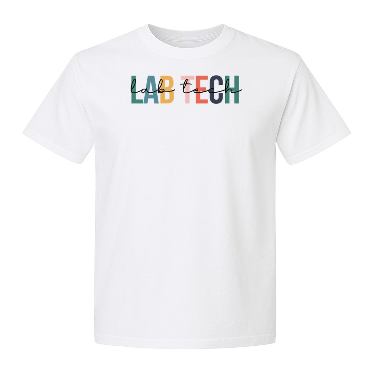 Lab Tech T-Shirt, Colorful Lettering Design for Medical Laboratory Professional Gifts