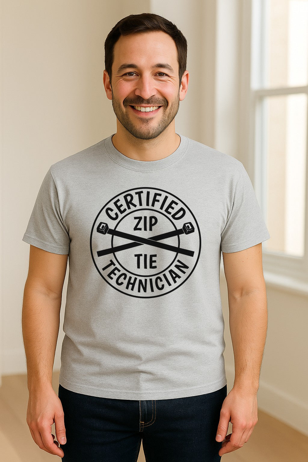 Zip Tie Technician T-Shirt, Certified Funny Mechanic Gift for Dad, Friend or Boyfriend