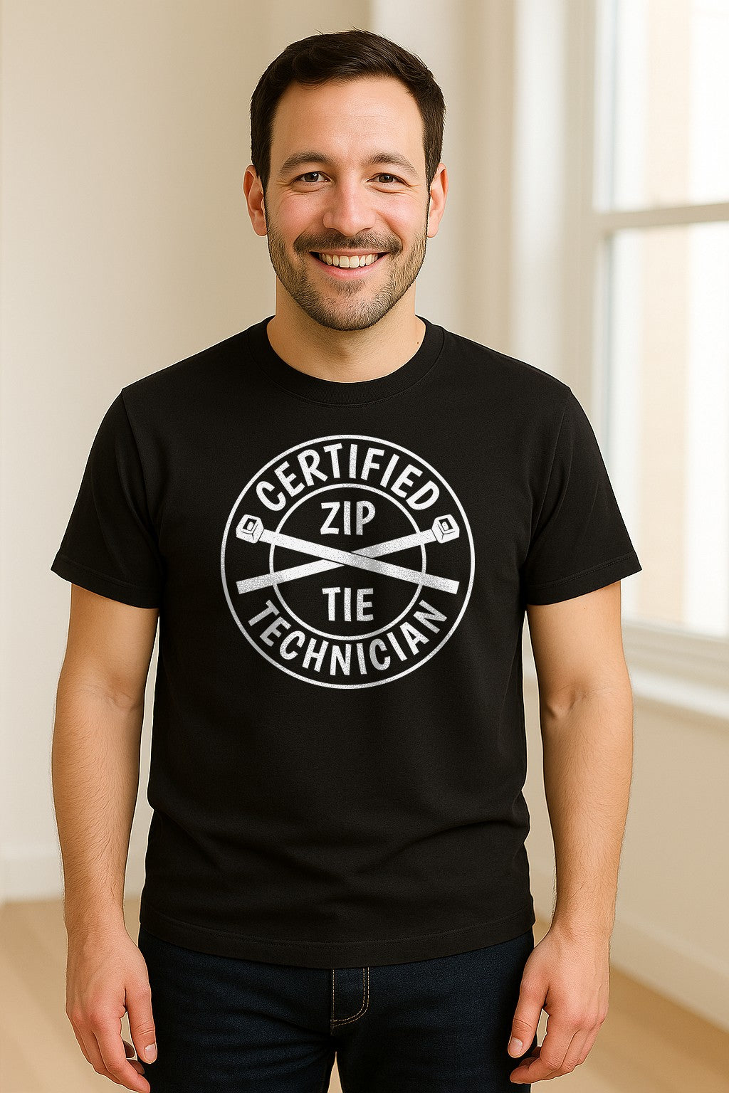 Zip Tie Technician T-Shirt, Certified Funny Mechanic Gift for Dad, Friend or Boyfriend