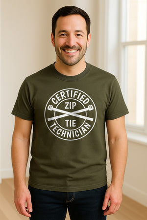 Zip Tie Technician T-Shirt, Certified Funny Mechanic Gift for Dad, Friend or Boyfriend