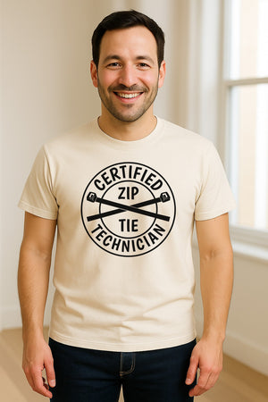 Zip Tie Technician T-Shirt, Certified Funny Mechanic Gift for Dad, Friend or Boyfriend