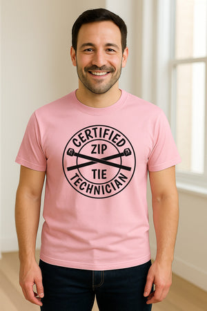 Zip Tie Technician T-Shirt, Certified Funny Mechanic Gift for Dad, Friend or Boyfriend