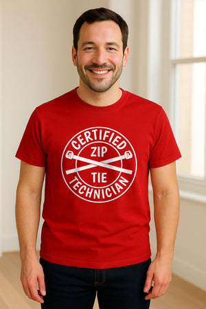 Zip Tie Technician T-Shirt, Certified Funny Mechanic Gift for Dad, Friend or Boyfriend