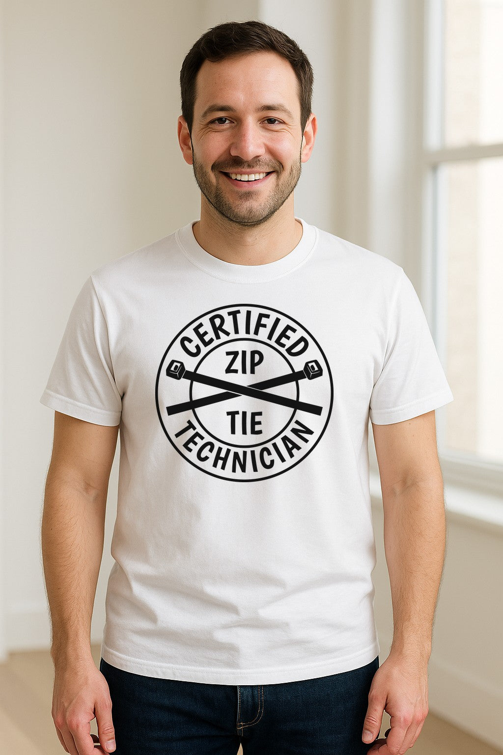 Zip Tie Technician T-Shirt, Certified Funny Mechanic Gift for Dad, Friend or Boyfriend