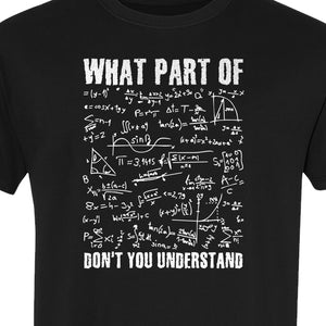 Math Teacher T-Shirt, What Part of Don't You Understand Equation Design for Educators